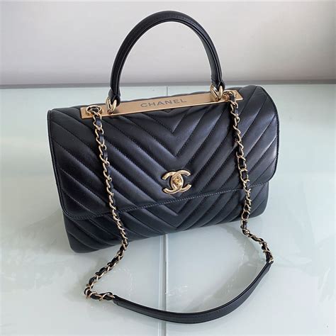 chanel flap bag with top handle chevron